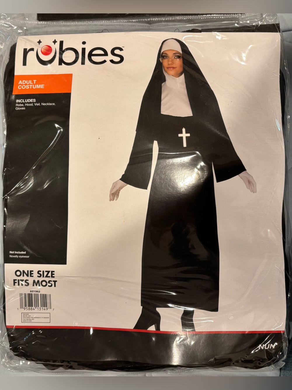 Rubies Adult Nun Costume Black Robe Habit One Size Fits Most Halloween Cosplay